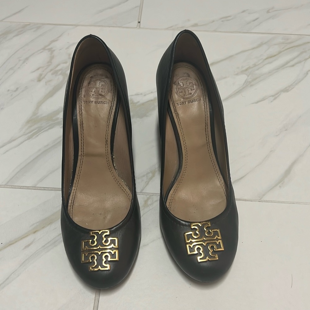 Tory Burch black wedge heels